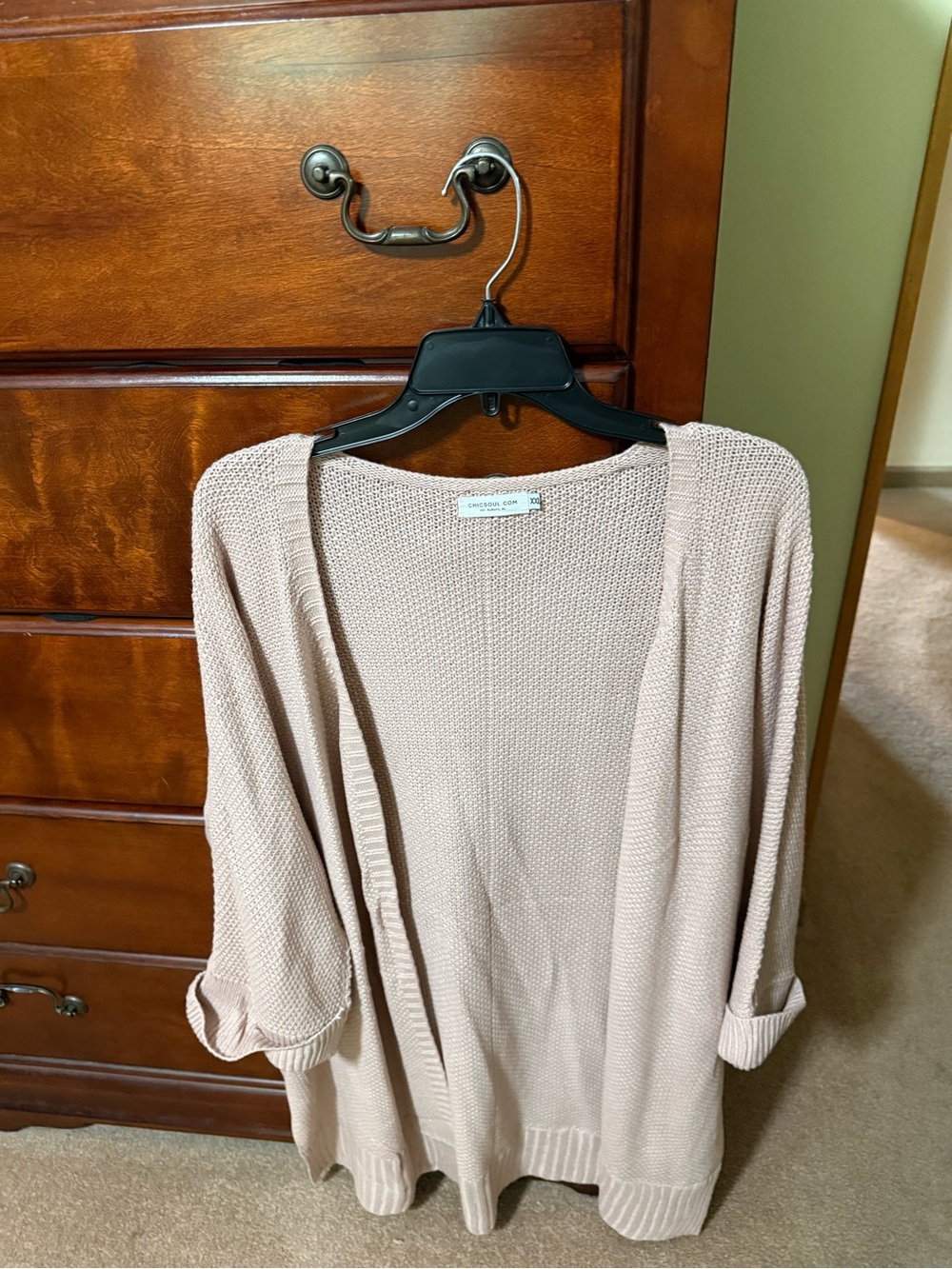 Chic Soul Blush Open-Front Knit Cardigan